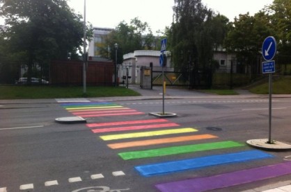 Outside Russian Embassy, Sweden. (Pic by Street Art Utopia. Nabbed from Salon.com - click pic for article.)